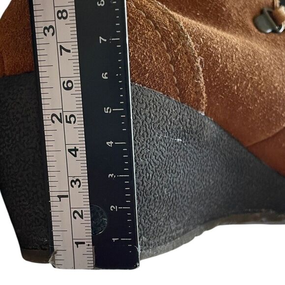 ISO Isotoner Vanessa Suede Leather Wedge Heel Boot Chestnut Brown Womens Size 8 - Picture 14 of 14